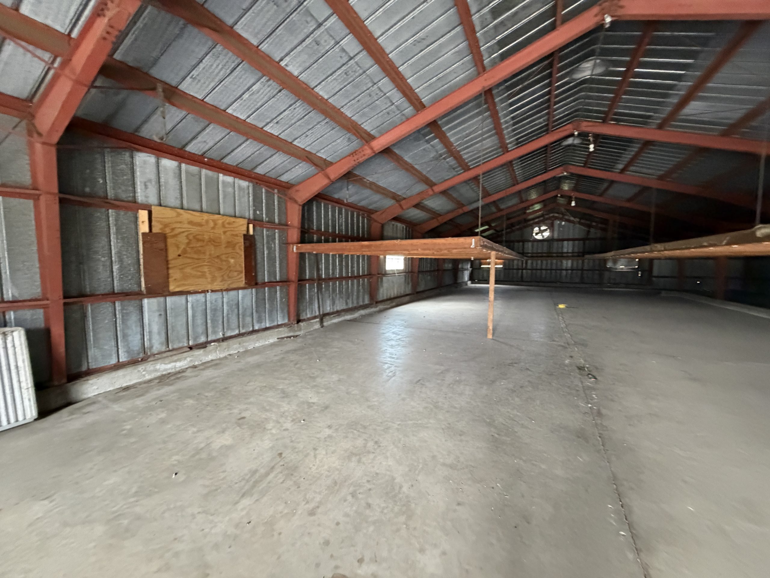 Open bay door with light